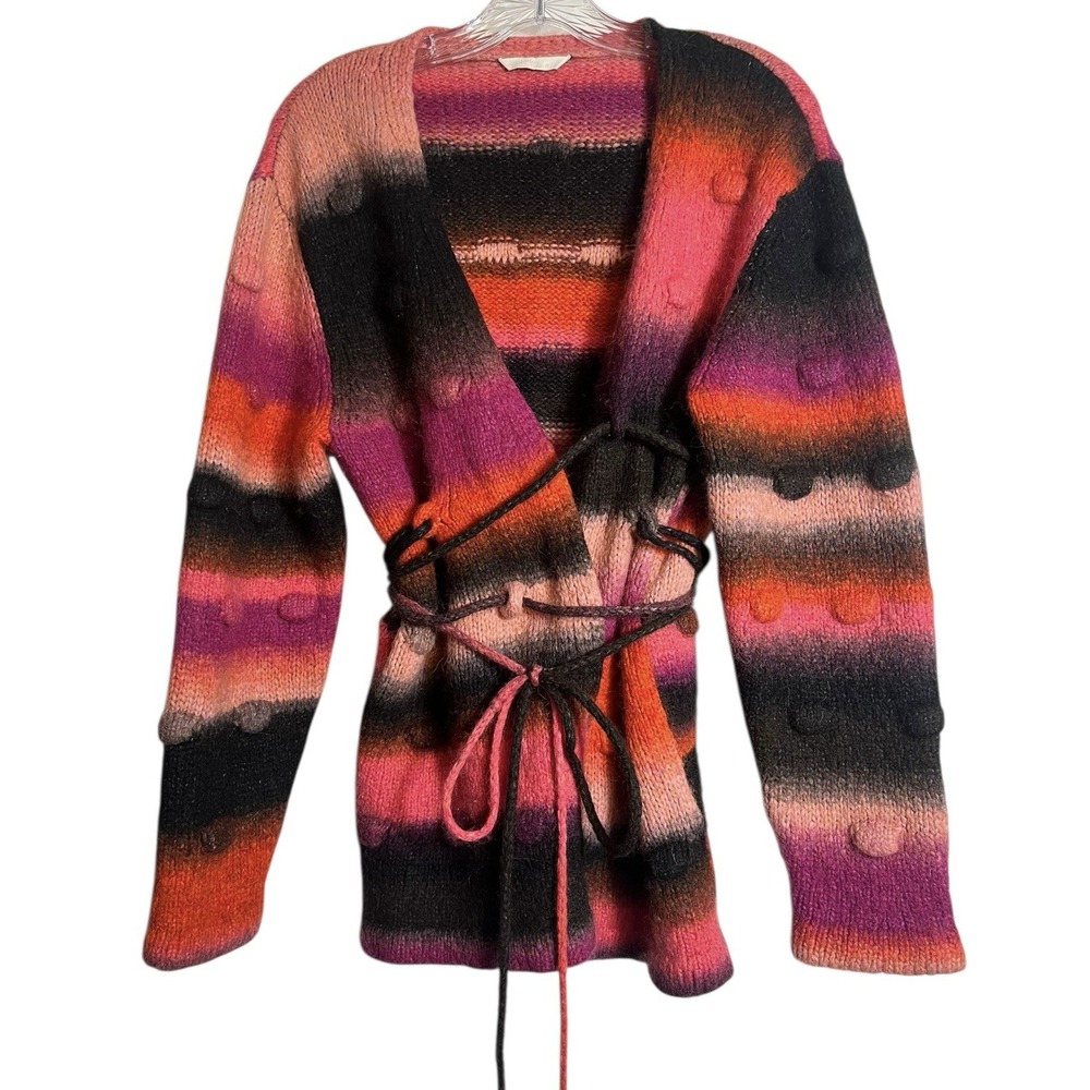 Vatka Bubble Cardigan Sweater Wool Sunset Colors Anthropologie One Size (S-XL)
